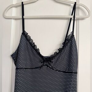 Long Black Lace Polka Dot Whimsigoth Y2K Lg Midi Maxi Fairy Coquette Slip Dress